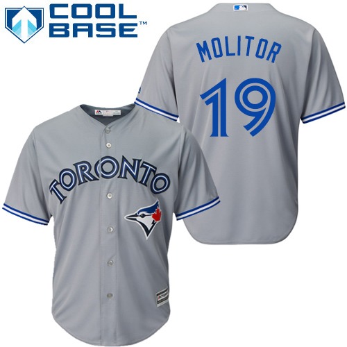 Blue Jays #19 Paul Molitor Grey Cool Base Stitched Youth MLB Jersey - Click Image to Close